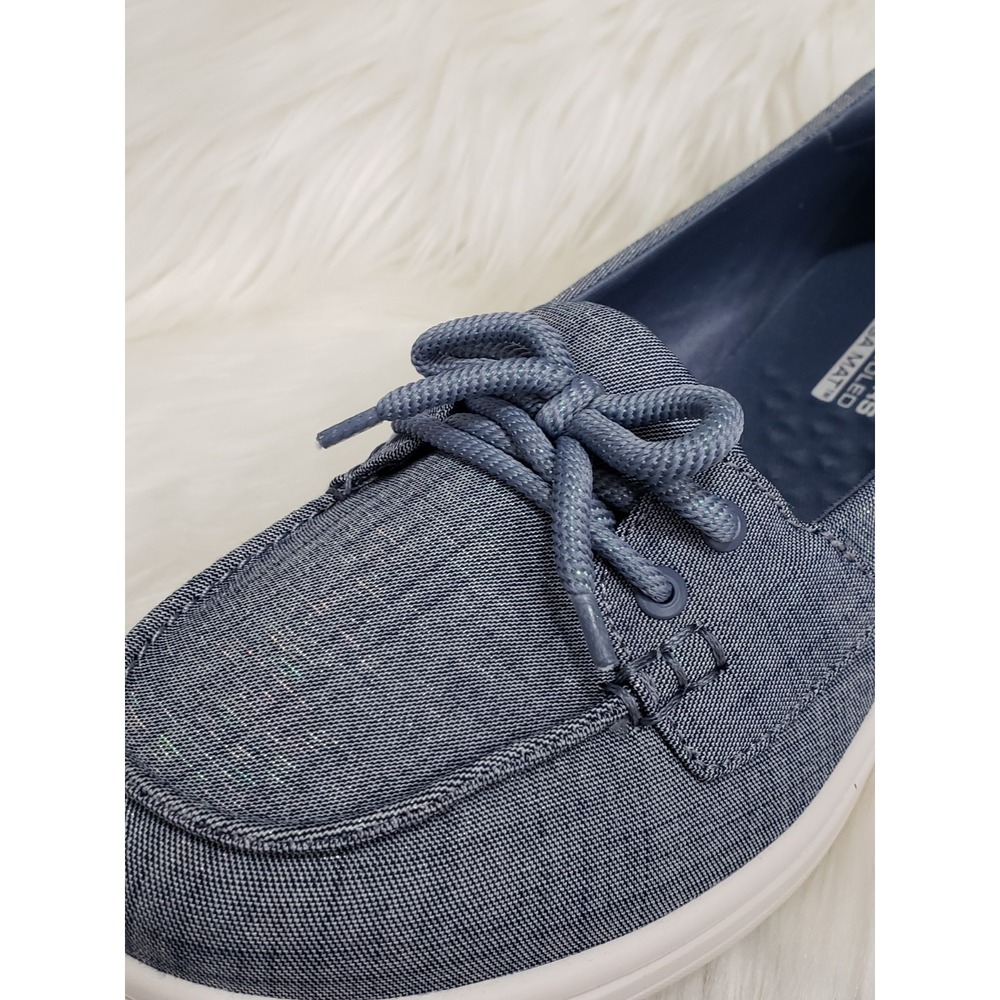 NEW SIZE 8.5 Skechers On The Go Flex Radiant Riviera Chambray Blue Boat Shoes - Picture 3 of 6